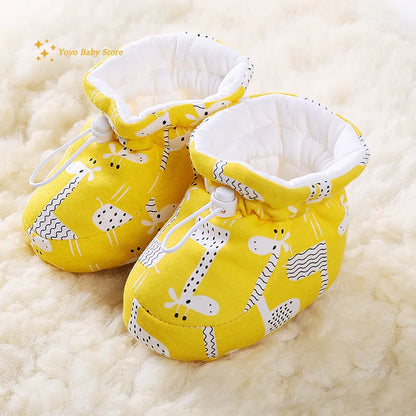 Newborn Baby Shoes for Boys Girls Winter Warm Thicken Plush Toddler Shoes Soft Sole Kids Short Booties Infant First Walker