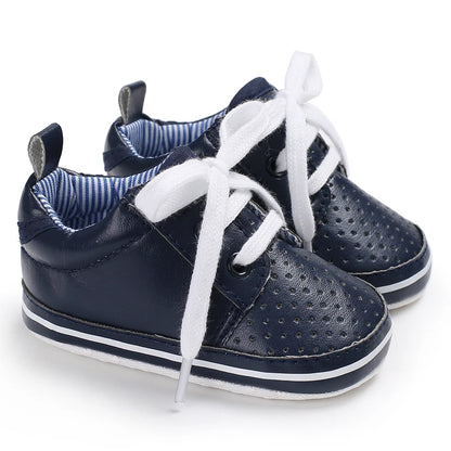 Lucky Blue Newborn Infant Toddler Boy Girl Casual Breathable Soft Cloth Bottom  Anti-slip PU Leather First Walkers Canvas Shoes