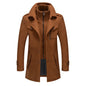 2025 Men's Woolen Coat Middle-aged Double Collar Autumn And Winter Warm Fashion Slim-fitting Woolen Men's Coat Pocket