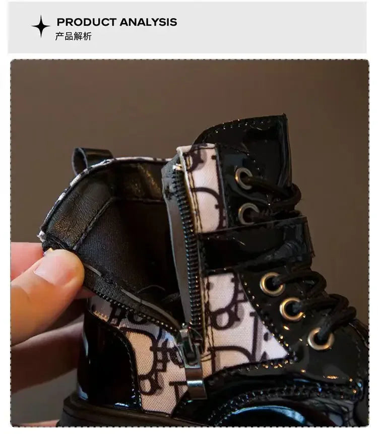 Spring and Autumn Girls Kids Shoes Ankle Boots Fashion British Style Single Boot Soft Sole Versatile Children's  Leather Shoes