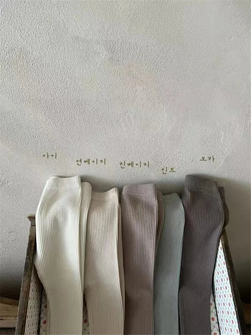 New Baby Cotton Ribbed Leggings Solid Cotton Infant Stretch Pants Soft Comfortable Toddler Pants Kids Boys Girls Trousers