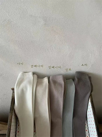 New Baby Cotton Ribbed Leggings Solid Cotton Infant Stretch Pants Soft Comfortable Toddler Pants Kids Boys Girls Trousers