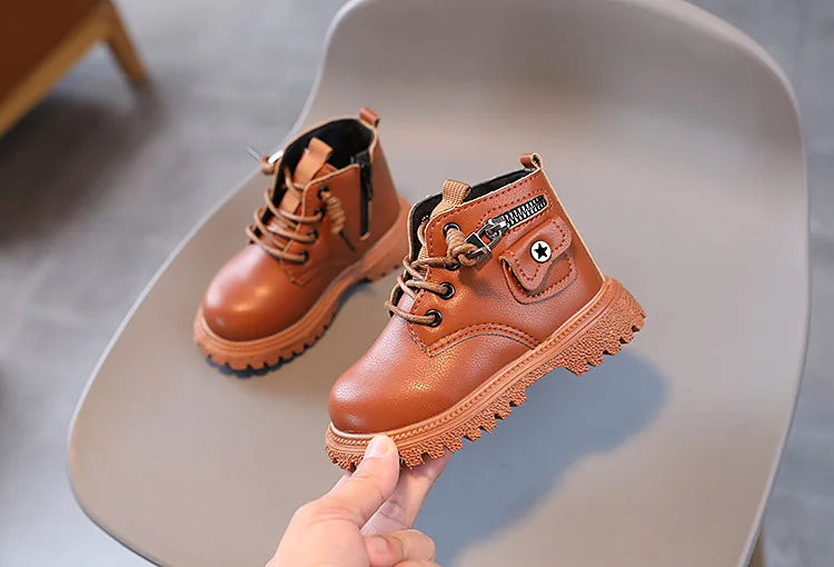 Spring Autumn Children Ankle Boots Classic Simple Black Boots for Girl Fashion Causal Kids Boots for Boys Leather Versatile Soft