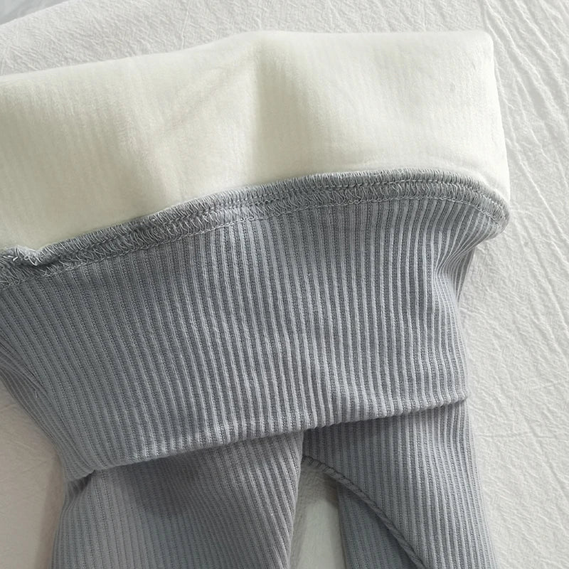 MILANCEL Baby Leggings Toddler High Waist Fleece Thermal Trousers Infant Solid Color Pants