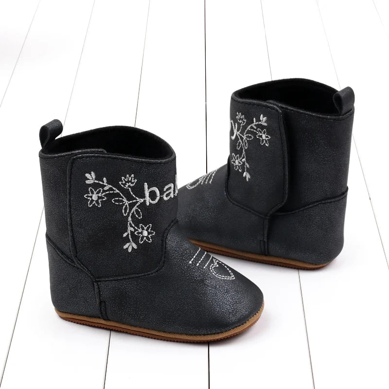 Baby Boots Made Of Soft PU and High-quality Cotton 2024 New Autumn and Winter Short Boots With Rubber Soles and Anti Slip Baby