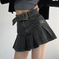 Embroider denim skirt women's clothing spring and summer retro pleated skirt empire look slimmer mini skirt