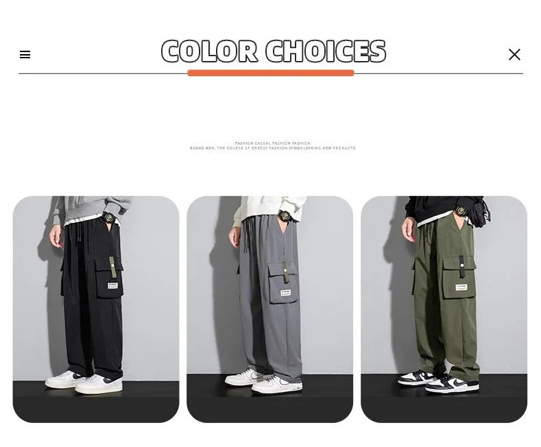 2025 Cargo Pants Men Straight Fit Wide Leg Fleece Lined Trouser Male Winter Fashion Loose Baggy Large Plus Size Warm Streetwear