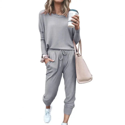 Women Autumn Casual Tracksuits 2025 Solid Color Loose Pullover Hoodies Two Piece Set Female Long Sleeve Tops Pants Sportswear