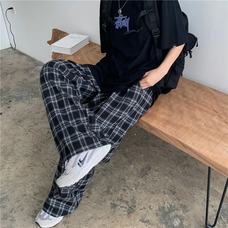 Spring/summer Plaid Pants Men S-3XL Casual Straight Trousers for Male/Female Harajuku Hip-hop Pants
