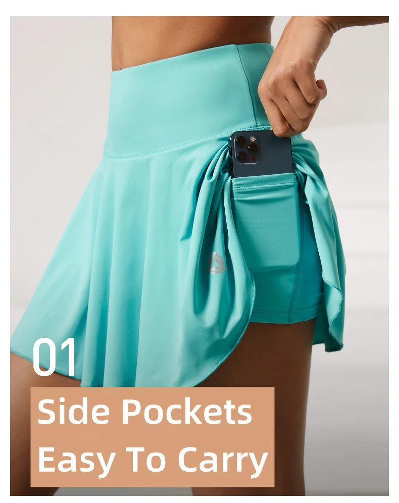 Women Sports Tennis Short Skirts Fitness Gym Leggings Golf Badminton Skort Athletic Running Workout Pleated Skirt With Pocket