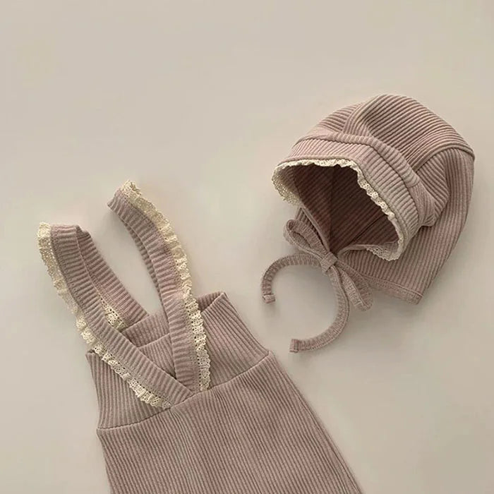 Korean Style Baby Girls Lace Suspenders Toddler Baby Girl Jumpsuits Overall Autumn Spring Newborn Baby Elastic Suspender Pants