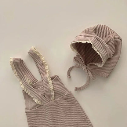 Korean Style Baby Girls Lace Suspenders Toddler Baby Girl Jumpsuits Overall Autumn Spring Newborn Baby Elastic Suspender Pants