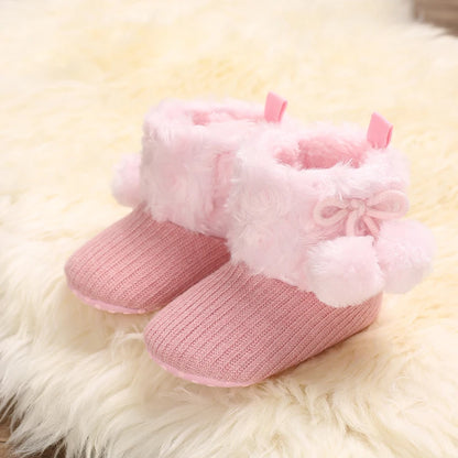 Autumn and Winter Baby Plush Thick Warm Cotton Shoes 0-18 Months Soft Soled Comfortable Non Slip Boots