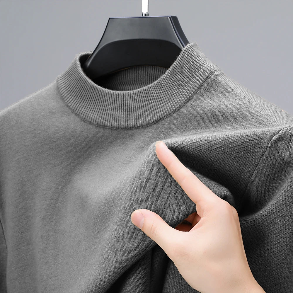 Half Turtleneck Knitwear Sweater New Autumn/Winter Mock Neck Sweatshirts Solid Color Pullovers Man Brand Casual Men's Clothing