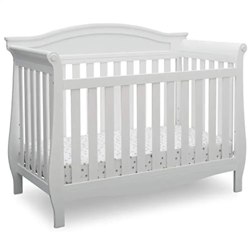 Convertible 4-in-1 Baby Crib Bianca White Toddler Daybed Full Size Rails Solid Pine Wood JPMA Certified Nursery Collection