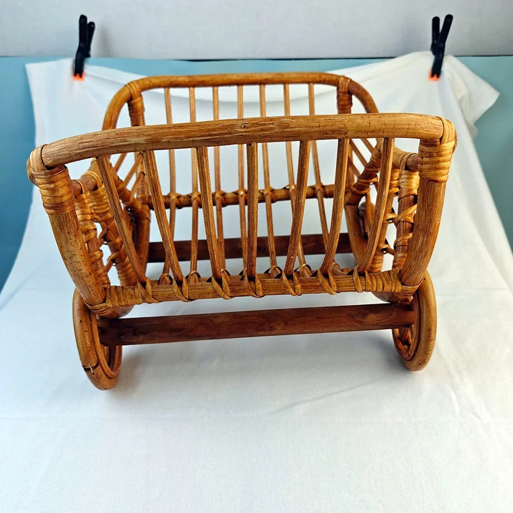 Original Baby Rattan Cart Basket Newborn Photography Props Trolley Baby Crib Newborn Photography Chair Stroller Prop Fontography