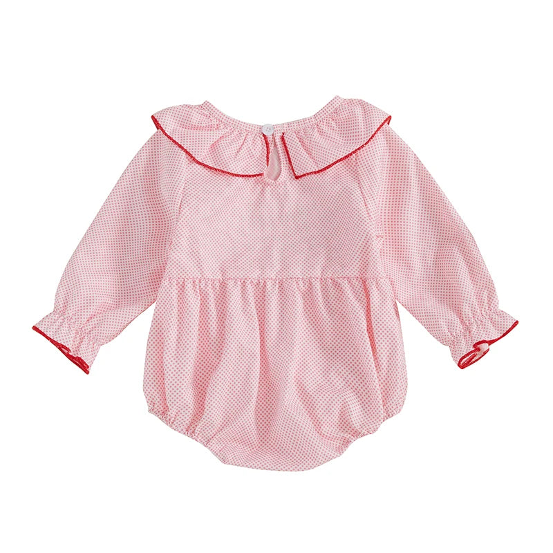 My First Valentines Day Baby Girl Outfit Newborn Heart Smocked Bubble Romper Bodysuit Cute Valentines Day Clothes