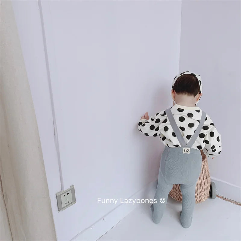 Baby Cute Knitted Tights Boys Girls Pantyhose Casual Suspender Tights Infant Toddler Autumn Spring Leggings Solid Color Clothing