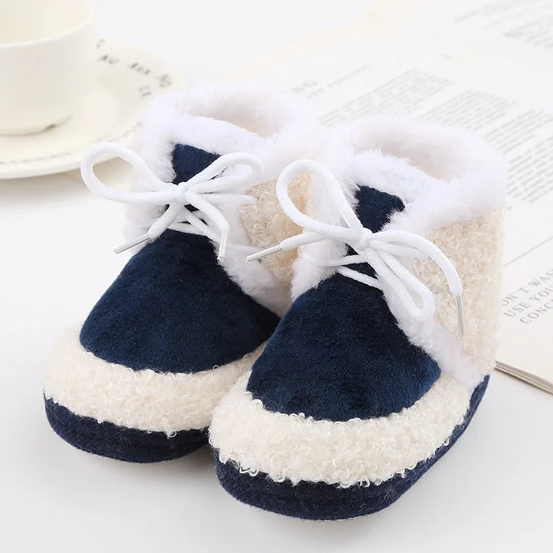Baby Boots Newborn Winter Plush Snow Booties for Infant Boys Girls Soft Comfortable Lace Up Warming Shoes