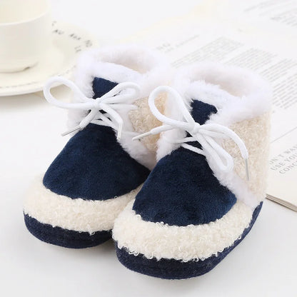 Baby Boots Newborn Winter Plush Snow Booties for Infant Boys Girls Soft Comfortable Lace Up Warming Shoes