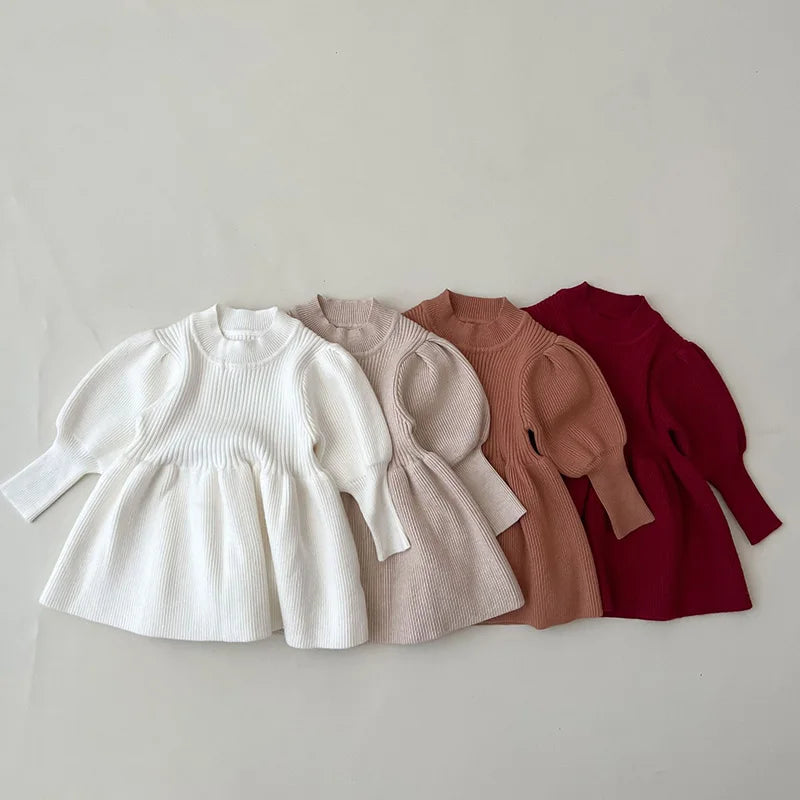 0-4Y Autumn Boutique Vintage Style Puff Sleeve Kids Baby Girl Clothes Dresses Draped Princess Dress for Girls