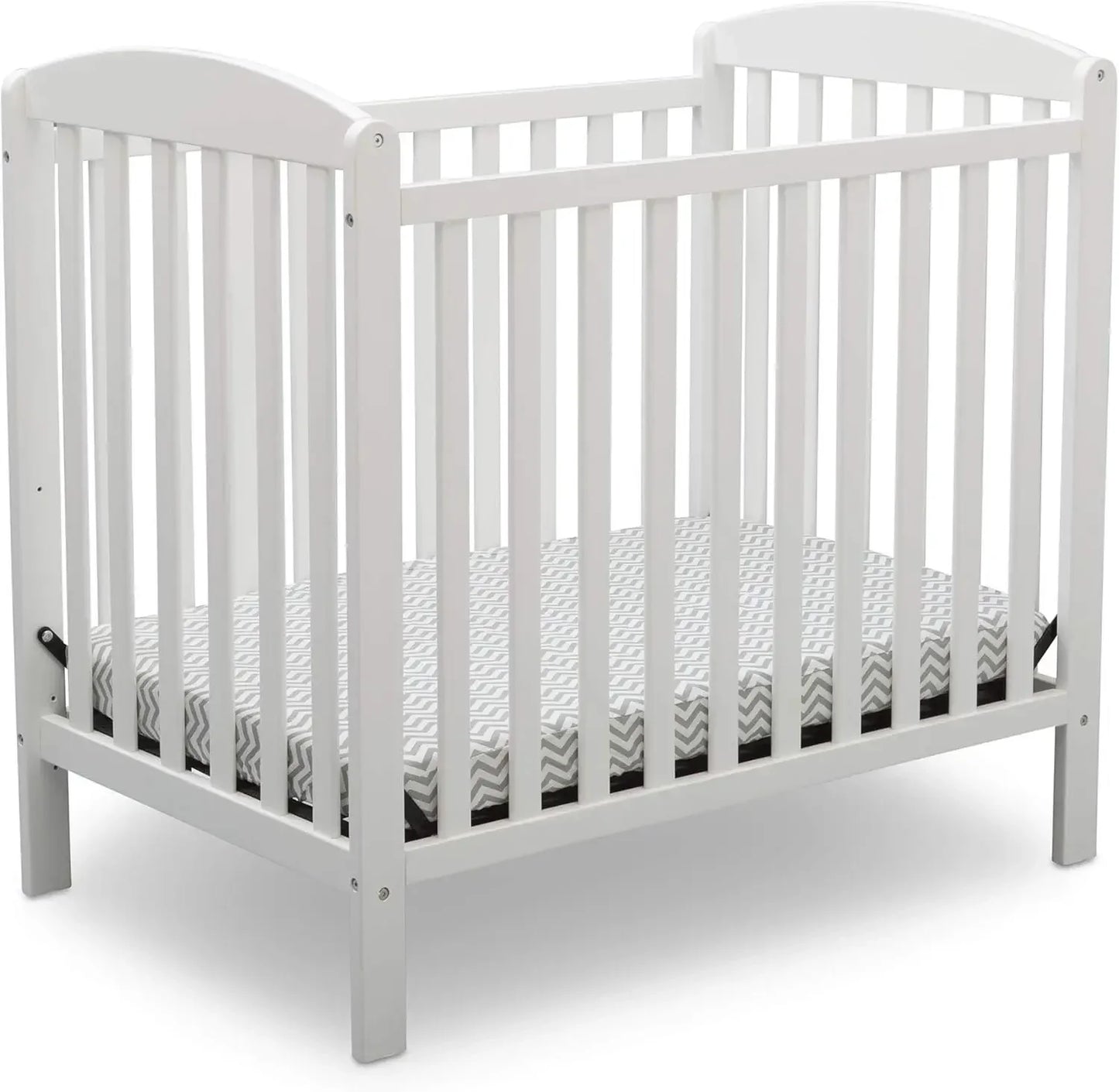 Children Emery Mini Convertible Baby Crib with 2.75-inch Mattress, Bianca White