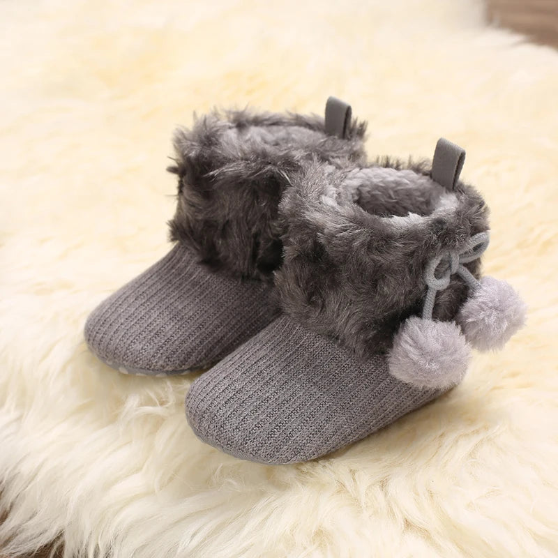 Autumn and Winter Baby Plush Thick Warm Cotton Shoes 0-18 Months Soft Soled Comfortable Non Slip Boots