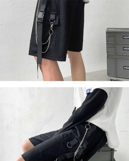 Loose Summer Black Gargo Shorts Men Gothic High Street Pants Funny Slim Fit Shorts Trousers Fashion Mens Cargo Hip Hop Shorts