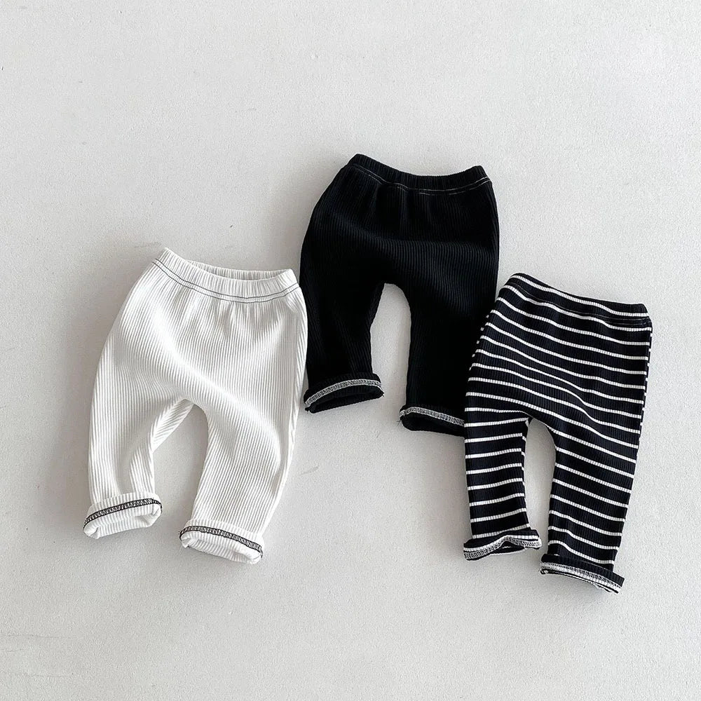 MILANCEL 2025 Autumn Baby Pants 0-3 Y Korean Style Toddler Girls Solid Big PP Leggings Infant Boys Cotton Slim Fit Trousers