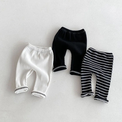 MILANCEL 2025 Autumn Baby Pants 0-3 Y Korean Style Toddler Girls Solid Big PP Leggings Infant Boys Cotton Slim Fit Trousers