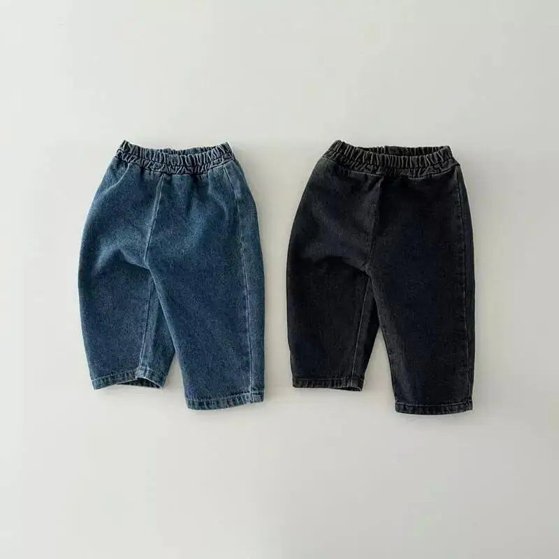 2025 Autumn New Baby Loose Denim Trousers Infant Toddler Casual Pants Fashion Boys Girls Versatile Pocket Jeans Kids Clothes