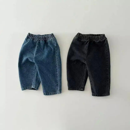 2025 Autumn New Baby Loose Denim Trousers Infant Toddler Casual Pants Fashion Boys Girls Versatile Pocket Jeans Kids Clothes