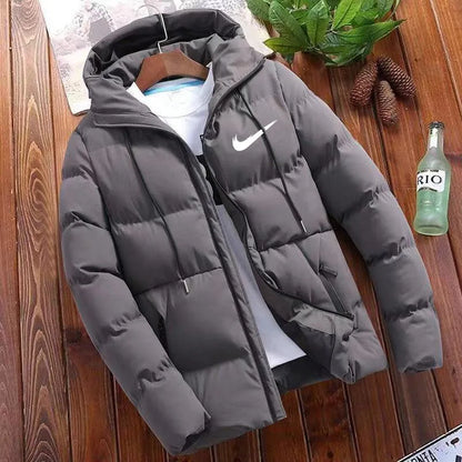 2025 Men's High Quality Classic Fashion New Zipper Printed Hooded Cotton Padded Jacket