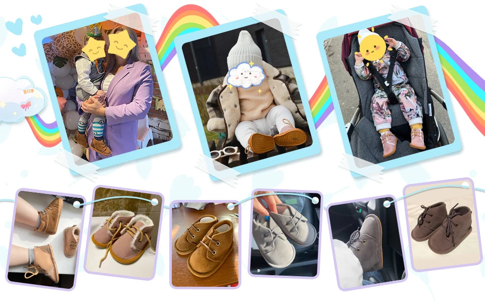 KIDSUN Baby Shoes Boys Classical Cotton Non-slip Soft-Sole Rubber Sole Toddler Girl Boots Infant Crib First Walkers 3-Colors
