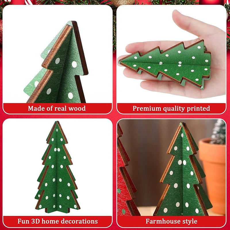 Christmas Decor 3 Pieces Wood Table Rustic Christmas Tree Farmhouse Wooden Xmas Centerpiece For Small Table Xmas Trees