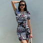 Short Sleeve Bodycon Mini Dress Women Sexy Party Club Evening Birthday Hello Kitty Print Dresses 2025 Spring Summer Wholesale