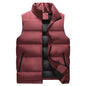 Men Waistcoat Thick Padded Cotton Vest Windproof Sleeveless Winter Outerwear Neck Zipper Cardigan Men Winter Coat