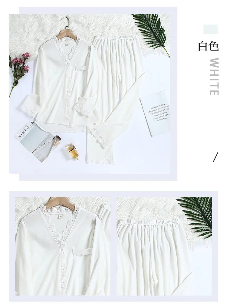 2PCS Velvet Pajamas Set For Women Winter Warm Pajama Sexy Female Valor V-neck Lace Home wear Autumn New Long Pant Pijamas Suit