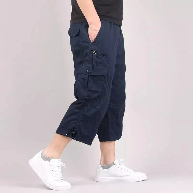 Long Length Cargo Shorts Men Summer Multi-Pocket Casual Cotton Elastic Capri Pants Men Military Tactical Short Hot Breeches 5XL
