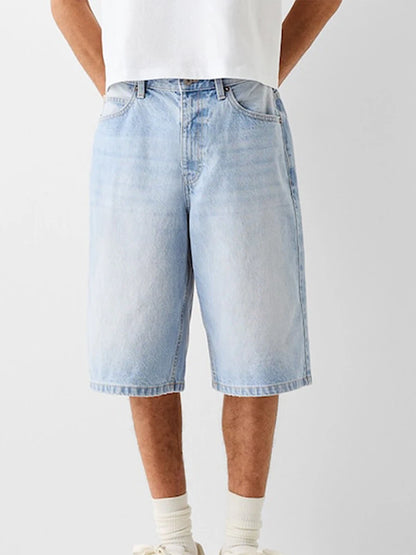Men Denim Shorts Zipper Button Closure Summer Casual Shorts with Pockets Male Trendy Fashion Short Jeans for Streetwear Y2K 00s