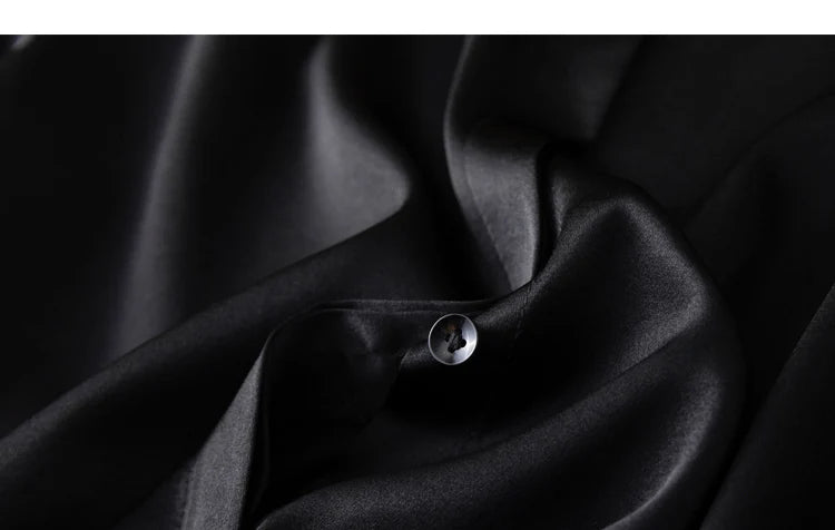 Tajiyane Women's 93% Mulberry Silk 7% Spandex 19 momme satin Silk Buttons long sleeve shirt Top Blouse office work chemise femme