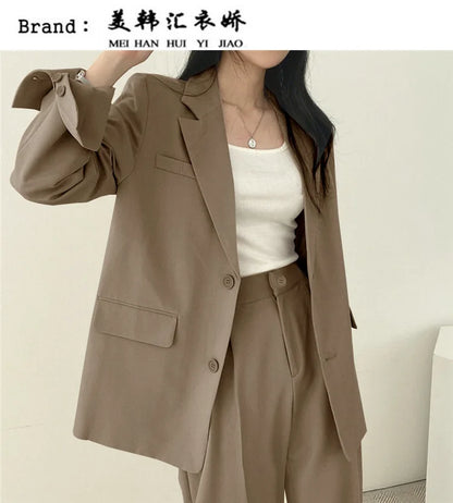 Fall Fashion Long Sleeve Blazer Mujer Pant Sets Blazers Women 2025 Casual Women's 2 Piece Outfit Set Suits Outwear