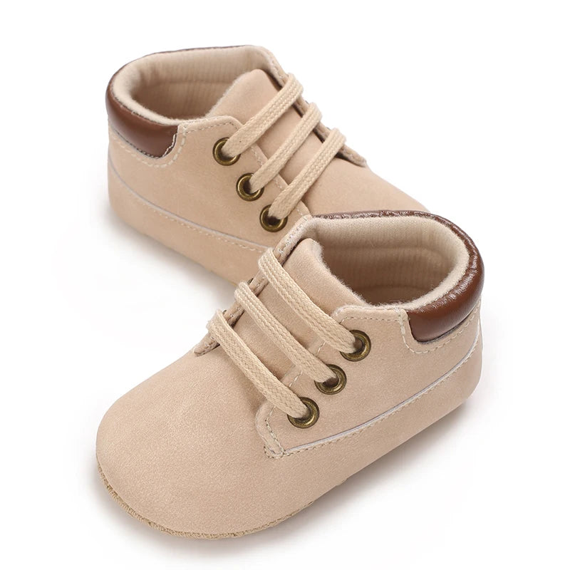 Fashionable 0-18M Boys and Girls' Shoes Classic Solid Color Leather Bottom Anti slip Preschool First Step Casual Sports Shoes