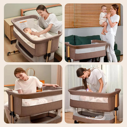 Baby Crib,3 in 1 Baby Bassinet Bedside Crib Adjustable Portable Bed for Infant, Baby Newborn Must Have Bed