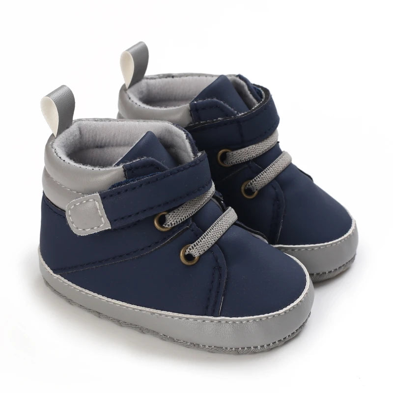 Lucky Blue Newborn Infant Toddler Boy Girl Casual Breathable Soft Cloth Bottom  Anti-slip PU Leather First Walkers Canvas Shoes