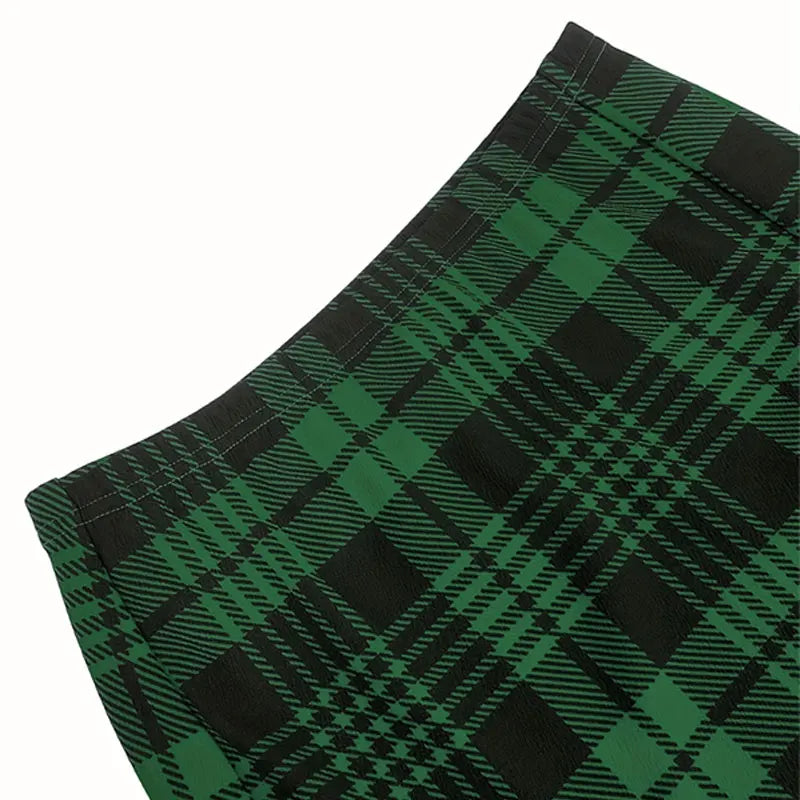 Plaid Skirt Sexy Micro Skirt Offiece Lady Red Green Elegant Pencil Mini Skirts Streetwear High Waist Lady Short Skirt for Women