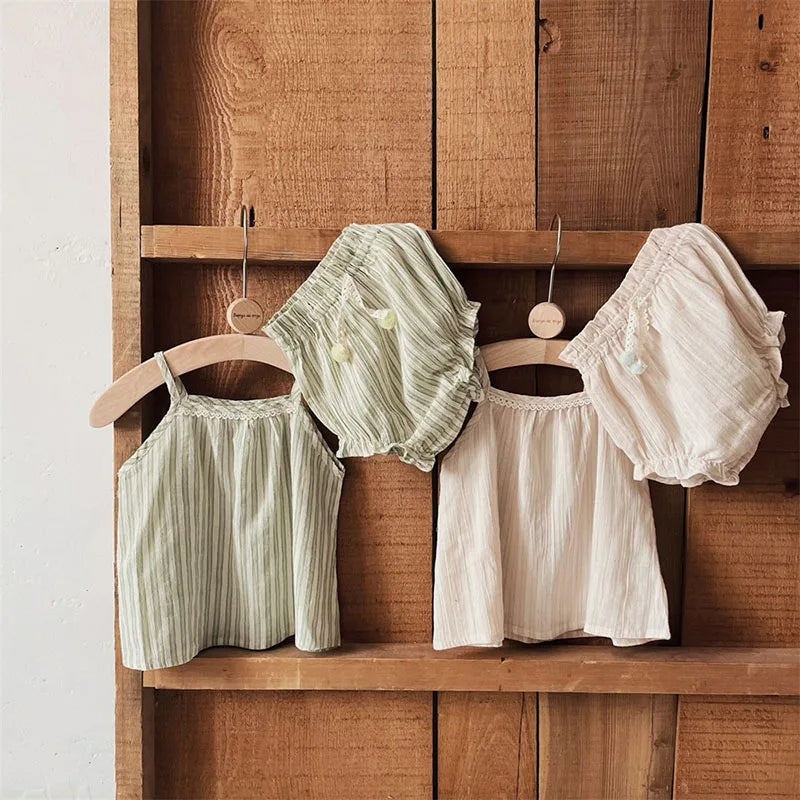 MILANCEL Baby Girls Clothes Striped Camisole And Bloomers 2 Pcs Baby Girls Clothes New born Baby Clothes Set