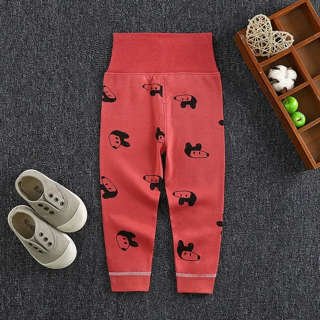 Baby Girls Boys Pants Toddler Bottoming Leggings Children Cotton Cartoon Trousers High Waist 2024 Autumn Newborn Kids Clothing