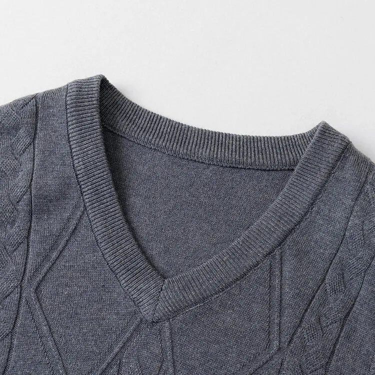 2025 New Trend Men's Business Casual Pullover Wear Warm Sleeveless Wool Knitted Sweater Vest Tops