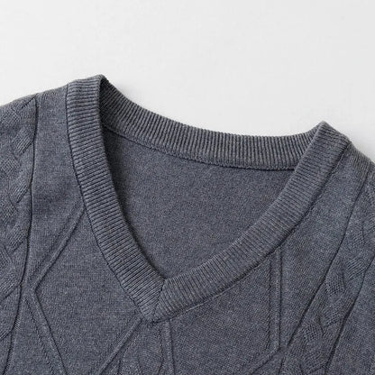 2025 New Trend Men's Business Casual Pullover Wear Warm Sleeveless Wool Knitted Sweater Vest Tops
